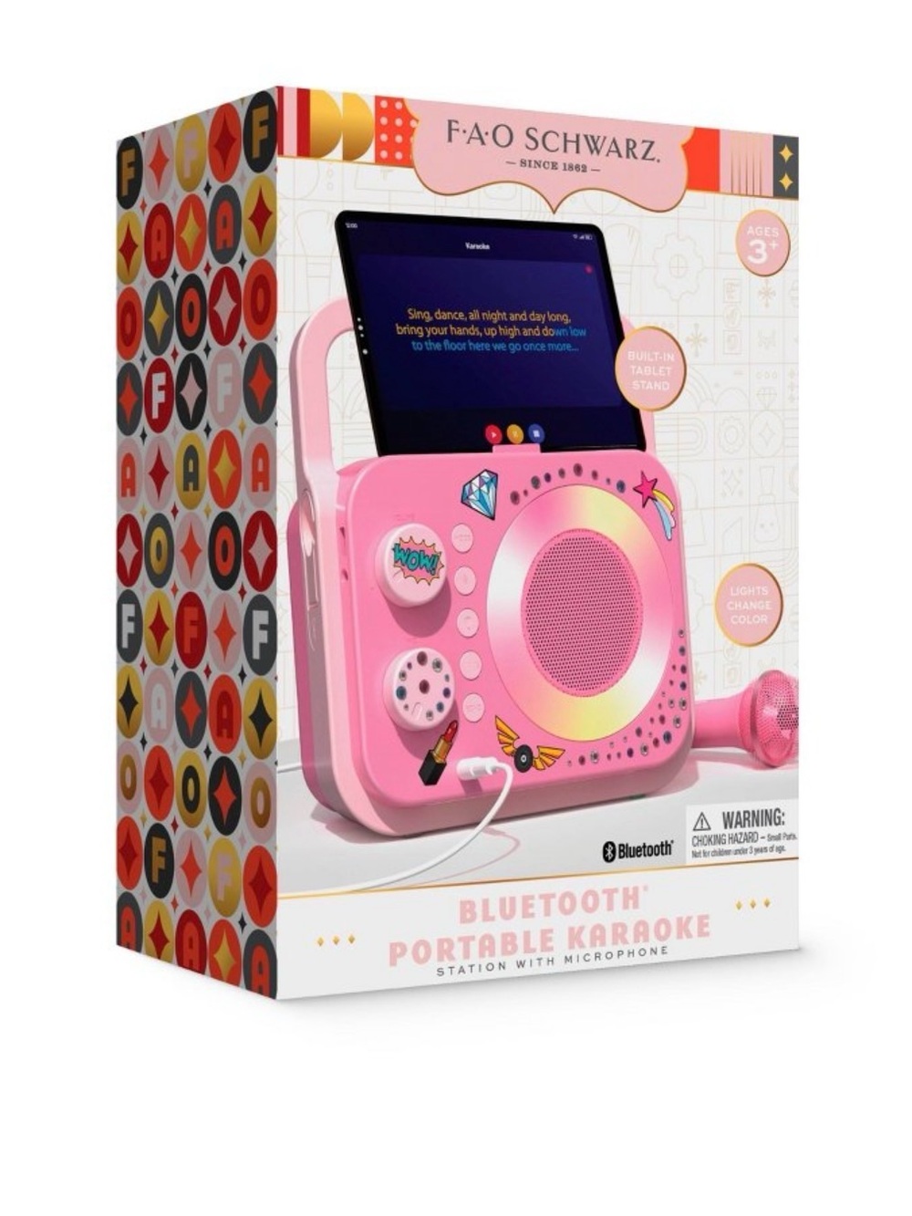 FAO Schwarz Pink Portable Bluetooth Karaoke Player with Microphone